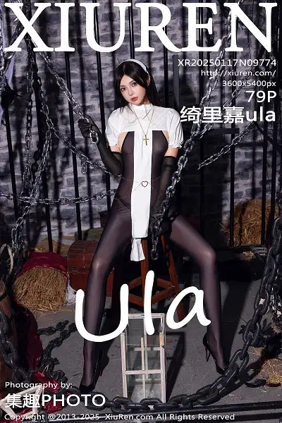 [XiuRen秀人网]No.9774_女神绮里嘉ula性感修女服饰配超薄连体黑丝秀完美身材诱惑写真79P