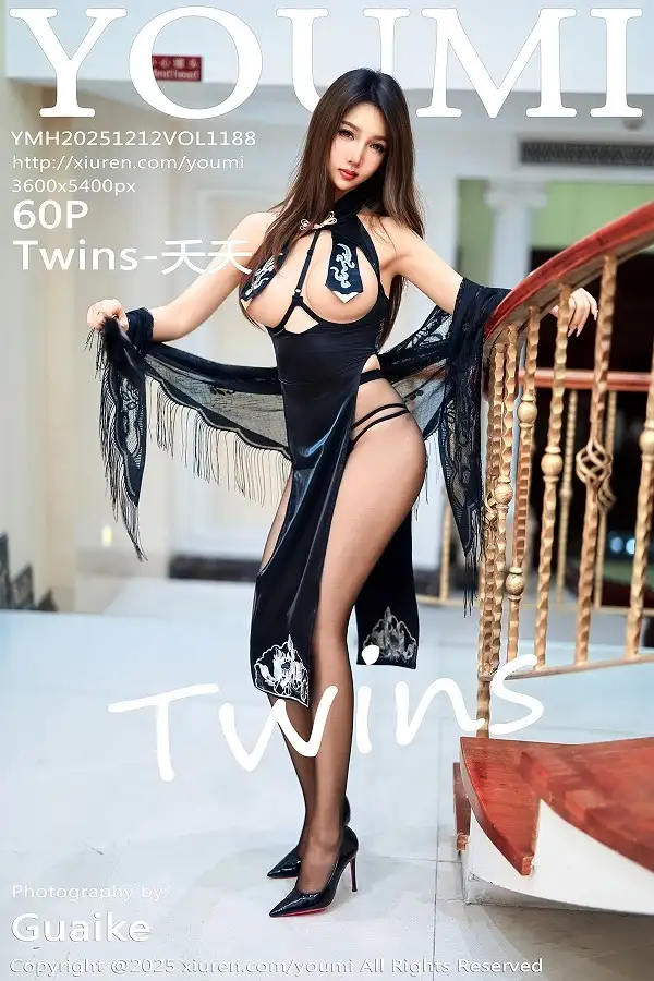 [YouMi尤蜜荟]Vol.1188_模特Twins-夭夭性感黑色情趣服饰配开档黑丝秀完美身材诱惑写真60P